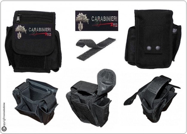 Borsetto Tasca Multiuso per Cinturone Cordura MHF Nero Blak Ricamo Carabinieri  Art.30745A-CC