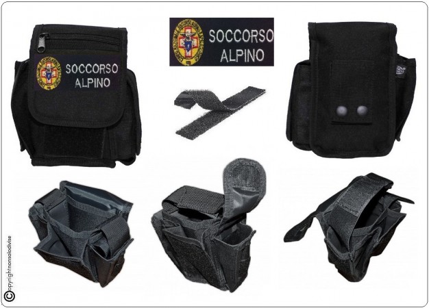 Borsetto Tasca Multiuso per Cinturone Cordura MHF Nero Blak Ricamo Soccorso Alpino Art.30745A-SA