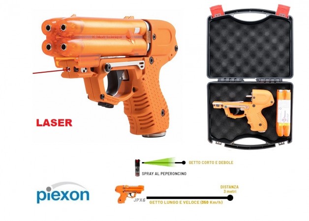 Piexon JPX6 Laser Pistola al Peperoncino Piexon JPX6 Compact Ricaricabile - 4 colpi inclusi Versione Italia - Libera vendita libero porto Art.K8200-1009