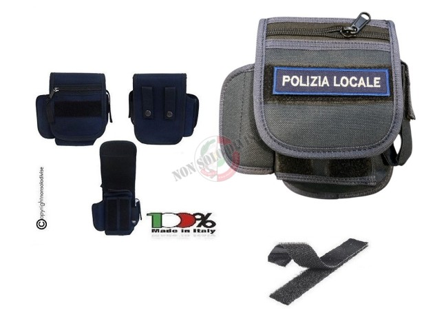 Borsetto Tasca Multiuso Cinturone Blu Navy NSD H18xL12xP5 Patch a Polizia Locale  Art. 2G66OFF-PL