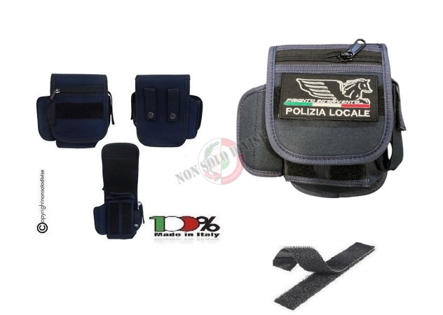 Borsetto Tasca Multiuso Cinturone Blu Navy NSD H18xL12xP5 Patch a Polizia Locale  Pegaso Art. 2G66OFF-PEGASO