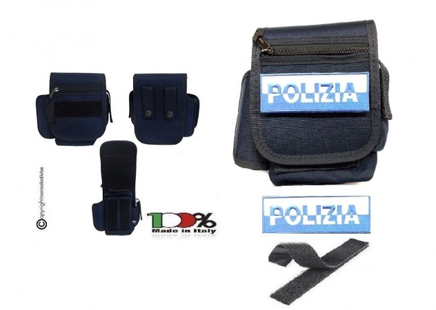 Borsetto Blu Navy Multiuso per Cinturone Cordura NSD Italia Nuova Divisa Polizia di Stato Con Ricamo 2 Art. 2G66OFFPS