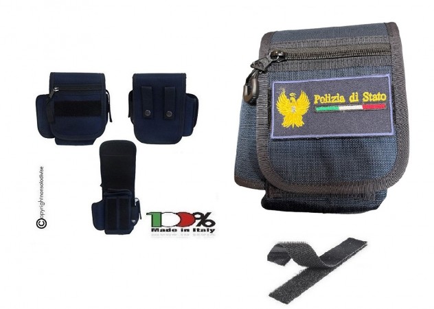 Borsetto Blu Nevy Multiuso per Cinturone Cordura Italia Nuova Divisa Polizia di Stato Logo Nuovo Art 2G66OFF-PS-NEW