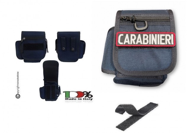 Borsetto Tasca Multiuso per Cinturone Cordura  Nero Blak o Blu Navy con Ricamo CARABINIERI CC Arma  Art. 2G66OFF-2-NEW