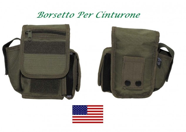 Borsetto Multiuso per Cinturone Cordura MHF Verde OD Esercito Venatoria Frdercaccia Art. 30745B