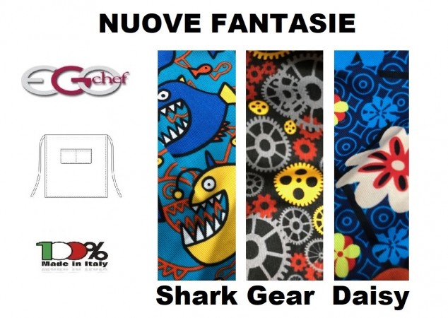 Grembiule Falda Waist Vita Con Tascone cm 70x70 Ego Chef Italia DAISY  SHARK GEAR  Art. 6101