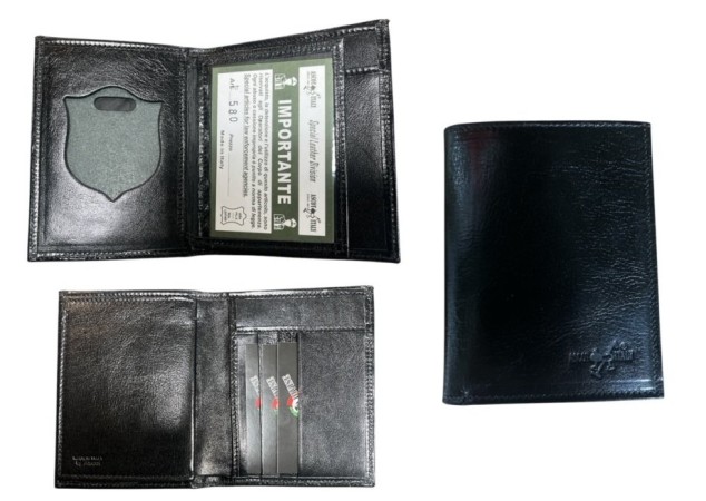 Portafoglio Portadocumenti a Libro Polizia  Guardie Giurate Polizia Locale Modello Plus New Italia Ascot Nero   Art. 580-PS