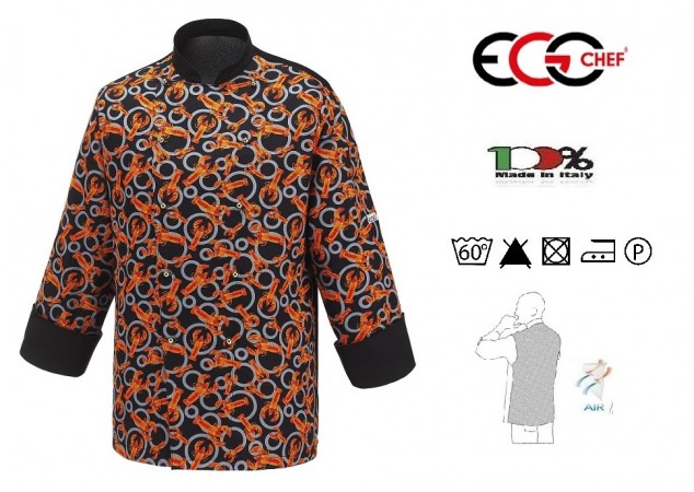 Giacca Cuoco Chef Black Confort Air Personalizzabile con Nome BLACK LOBSTER Ego Chef Art. 2027134A