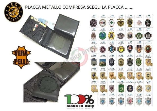 Portafoglio Portadocumenti con Placca Estraibile Vega Holster Italia SCEGLI LA TUA PLACCA Guardie Giurate polizia Carabinieri Soccorso Protezione Civile ecc........ Art. 1WG?