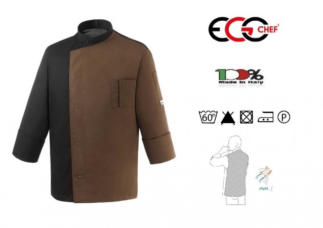 Giacca Cuoco Chef Possibilità di Personalizzazione con Nome Brown Fang Ego Chef Italia Air Art.2045009C