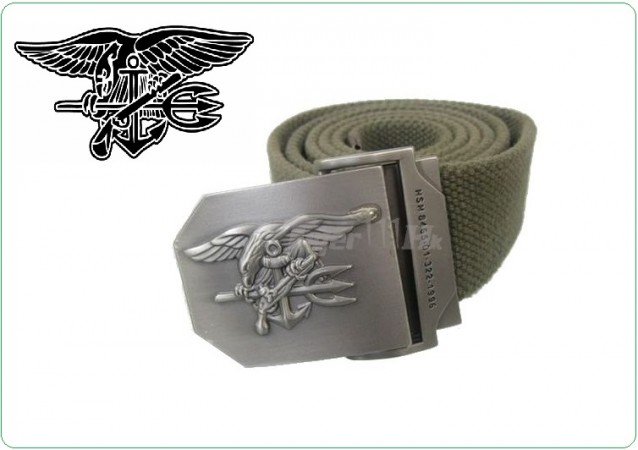 Cintura militare con fibbia in metallo logo in rilievo Navy Seal 100% cotone 