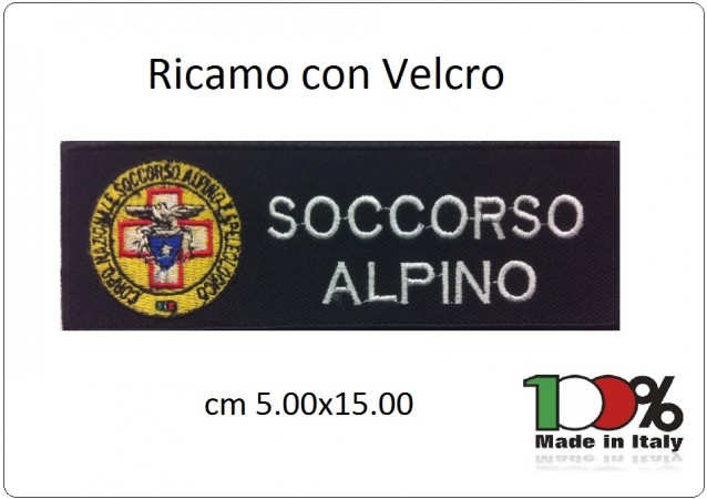 Patch Toppa Ricamata Con Velcro cm 5,00x15,00 SOCCORSO ALPINO  NEW Art.15-5-SA
