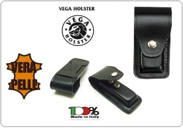 Porta Caricatore Vera Pelle Singolo Bifilare cal.45. Nero Vega Holster Italia Art.1P15