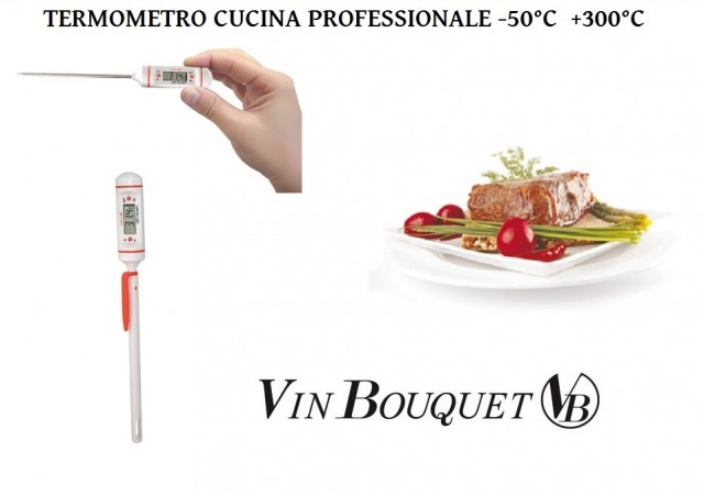 Termometro Digitale Professionale Cuoco Chef Cucina Fritti Arrosti -50°C  + 300°C Vin Bouquet Art. FIH023