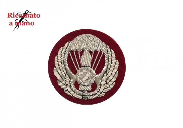 Fregio Stemma Basco Canuttiglia Ricamato a Mano Novità Esercito Italiano Fondo Amaranto Paracadutisti Parà Folgore Art.NSD-CAN-7