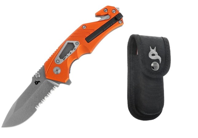 Coltello da Salvataggio BlackFox Demand in Alluminio Arancione, D2 Stonewashed Soccorso Salvataggio Emergenza 118 Art. BF-784 OR