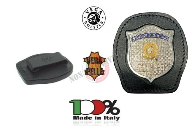 Placca Da Cintura in Cuoio con Placca Metallo Servizi Fiduciari Vega Holster Italia Art. 1WA-FID