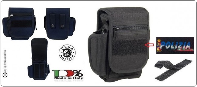 Borsetto Tasca Multiuso per Cinturone Cordura Vega Holster con Ricamo a Velcro  Polizia di Stato  Art. 2G66-PS