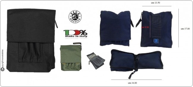 Tasca con Vano Interno Portablocco Chiuso a Cerniera Verde Blu Nero Vega Holster Italia  Art.2G13