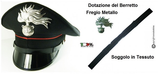 Berretto Ordinanza CC Carabinieri con Fregio Metallo Soggolo Tessuto Diadema VENDITA RISERVATA Art. BER-CC-1