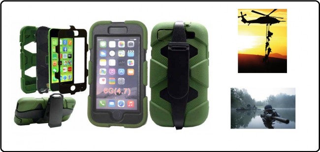 CUSTODIA ANTISHOCK - ANTIACQUA PER IPHONE 6 colore Verde o Nera Special Operations Art.6G