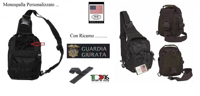 Marsupio Borsa Monospalla  Doppio Uso MOLLE Nero Personalizzato GUARDIE GIURATE GPG IPS Art. 30700A-GG