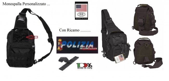 Marsupio Borsa Monospalla  Doppio Uso MOLLE Nero Personalizzato POLIZIA DI STATO Art. 30700A-PS