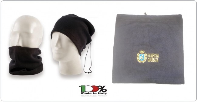 Scaldacollo Blu Fascia Scalda Collo Berretto Doppio Uso Con Ricamo Guardia Giurata GPG IPS GG Art. NSD-BRK-16