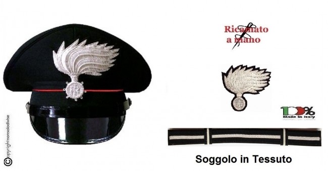 Berretto Ordinanza CC Carabinieri Vice Brigadiere con Fregio Ricamato Soggolo Tessuto Diadema VENDITA RISERVATA Art. BER-CC-2