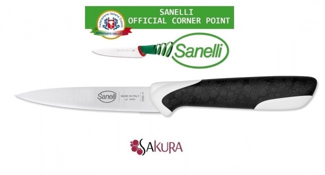 Linea Sakura Professional Knife Coltello Spelucchino Microseghettato cm 11 Sanelli Italia Cuoco Chef Art. 335511