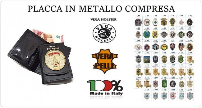 Portafoglio Portadocumenti in Vera Pelle Vega Holster Italia  DECIDI CON CHE PLACCA Art. 1WD?