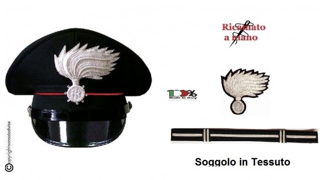 Berretto Ordinanza CC Carabinieri Brigadiere con Fregio Ricamato Soggolo Tessuto Diadema  VENDITA RISERVATA Art. BER-CC-3