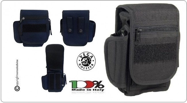 Borsetto Tasca Professionale Multiuso per Cinturone Cordura Vega Holster Colore Blu Navy o Nero  Art. 2G66