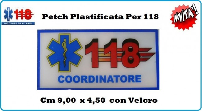 Patch Gommata 118 Soccorso  Coordinatore con Velcro Art.NSD.P.C118