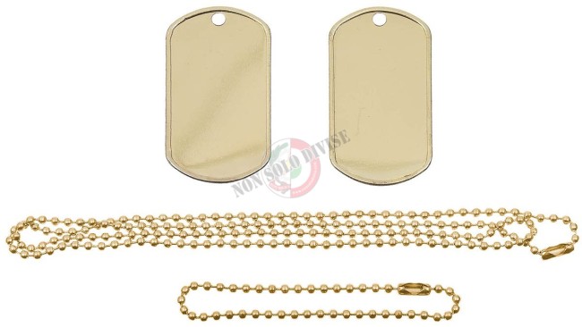 Piastrine Militari Americane US Originali Colore Oro Dog Tags Kit Neutre Art.27473