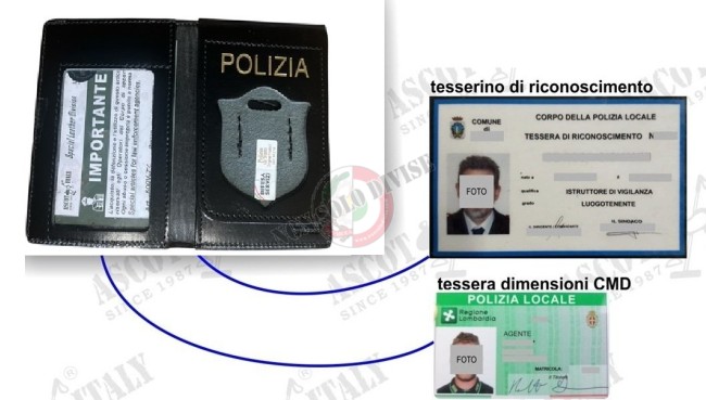 Portafoglio Portadocumenti Pelle Doppia Tasca Nuovo Senza Placca con Scritta POLIZIA Ascot  Art. 600V-TC-PS