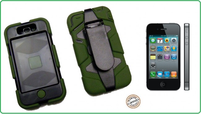 CUSTODIA ANTISHOCK - ANTIACQUA PER IPHONE 4-4S colore Verde  Special Operations Art.03150