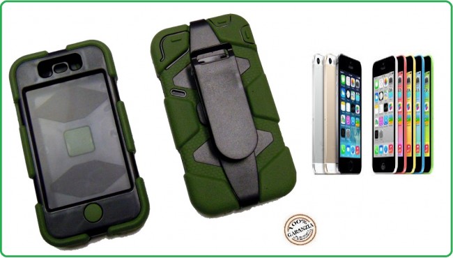 CUSTODIA ANTISHOCK - ANTIACQUA PER IPHONE 5C colore Verde o Nera Special Operations Art.03152