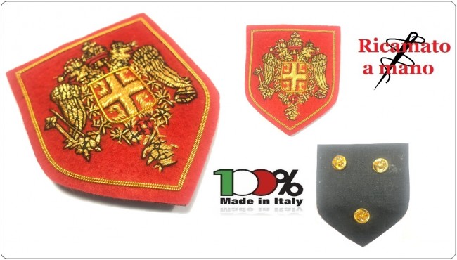 Fregio Stemma Militare Malta Ricamato A Mano In Cannotiglia Rosso Aquila Bizantina  Art. MALTA-1