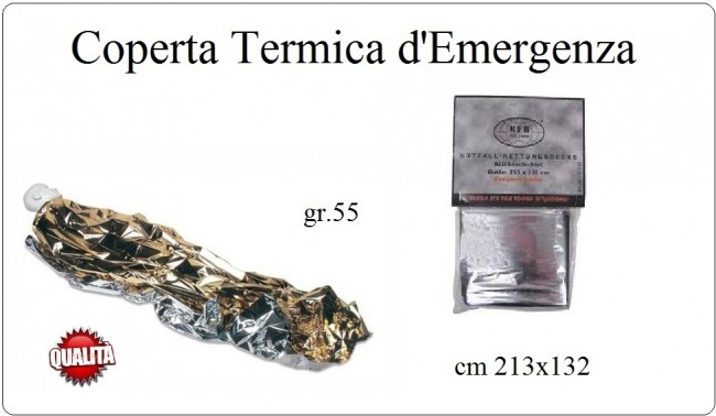 Telo Coperta in Fil Emergenza Protezione Civile Soccorso Alpinismo Croce Rossa Italiana Emergenza Sanitaria Art. 27133