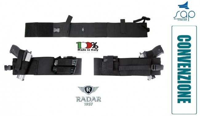 Fascia Elastica Sottocamicia Multitasche con Fondina In Borghese per Pistola e Accessori DESTRA Porto Occulto Insice Pants Holster Radar 1957 Italia PREZZO RISERVATO SAP  Art.5142-9011-SAP