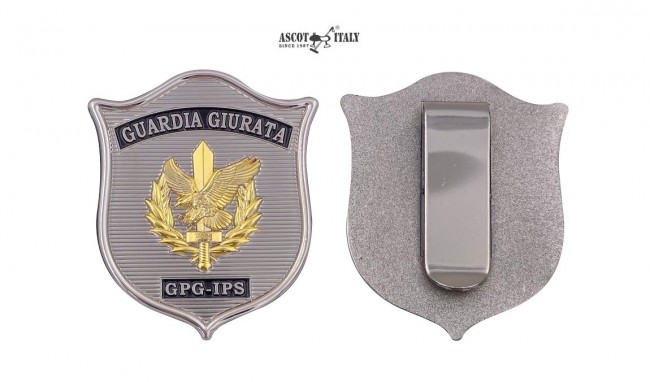 Placca Guardie Giurate Aquila + Spada GIPG IPS da applicare nei vari Portafogli 600 602 561 Ascot ecc Novita 2023 Ascot Italia Art. as-47