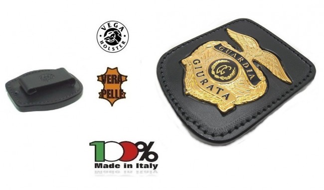 Placca Da Cintura in Cuoio con Placca Metallo Modello Polizia Americana Guardia Giurata Vega Holster Italia Art. 1WA73