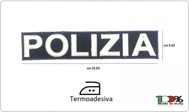 Patch Toppa Ricamata Termo Adesiva Termoadesiva POLIZIA cm 25.00x5.00 Art.PS-XXL