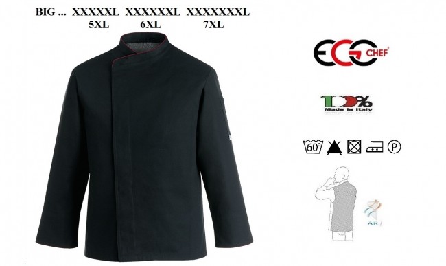 Giacca Professionale Big Cuoco Chef Black Confort Air Extra Per Cuochi XXXXXXL Ego Chef Italia Art. 1900002C