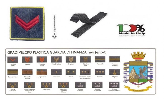 Gradi Nuovo Modello Velcro per Polo Guardia di Finanza GDF Scegli il Tuo Grado VENDITA RISERVATA  Art. NSD-6x6-GDF