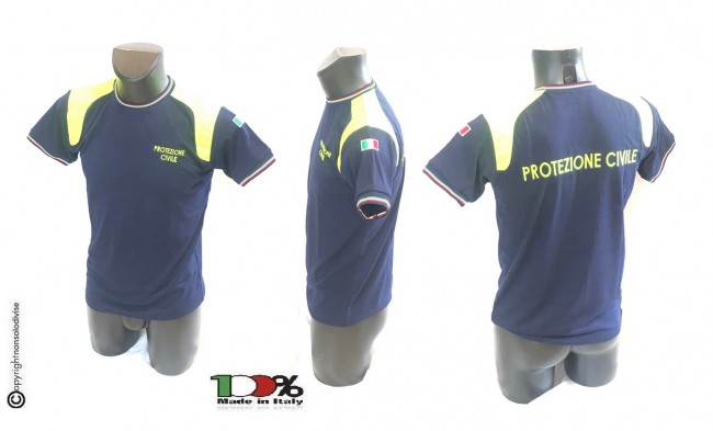 T-shirt Maglietta Manica Corta Nuovo Modello Completamente Ricamata Protezione Civile Novità Art. SS-TS-PC