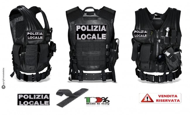 Tactical Vest Gilet Tattico Modulare Corpetto Tattico Mil-Tec Nero POLIZIA LOCALE VENDITA RISERVATA Art.10720002-PL