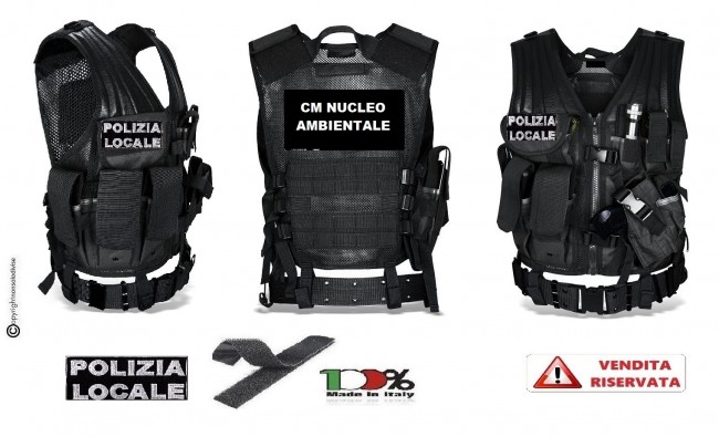 Tactical Vest Gilet Tattico Modulare Corpetto Tattico Mil-Tec Nero CM NUCLEO AMBIENTALE POLIZIA LOCALE NEW VENDITA RISERVATA Art.10720002-CM-PL