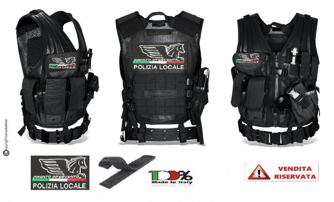 Tactical Vest Gilet Tattico Modulare Corpetto Tattico Mil-Tec Nero POLIZIA LOCALE VENDITA RISERVATA Art.10720002-PL-NEW